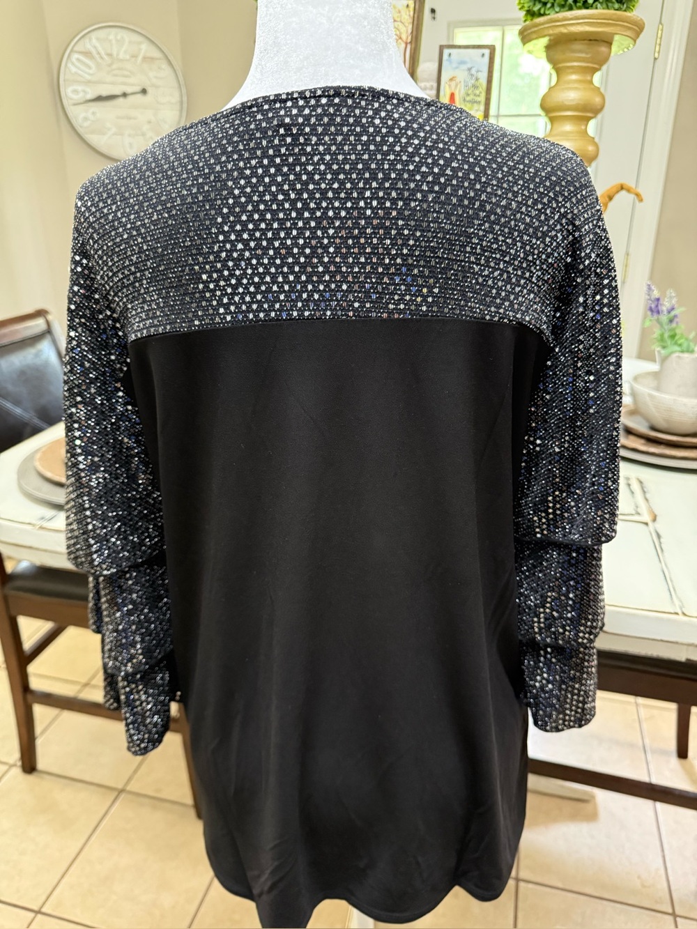 Corvia Black Top with Silver Sparkle Yoke - Picture 4 of 4
